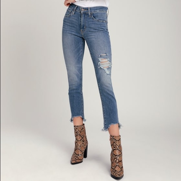 Levi's Denim - 724 Distressed High-Rise Straight Cropped Jeans